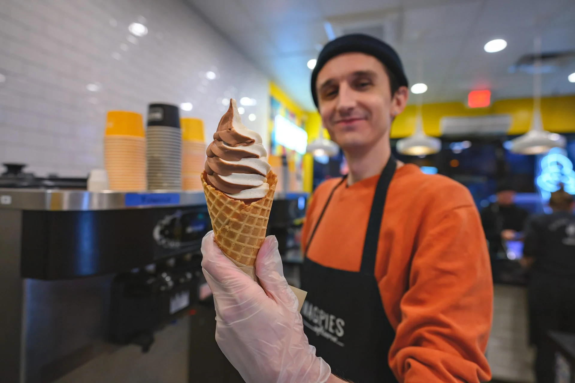Magpies Staff proudly showing ice cream swirl