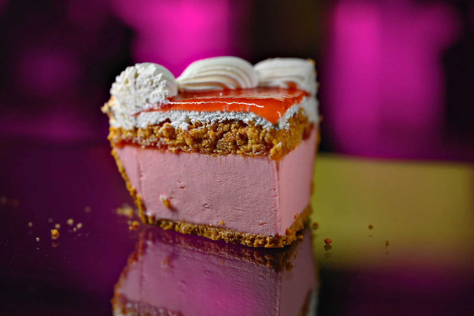 Signature Pie with Pink Filling and Whip Cream